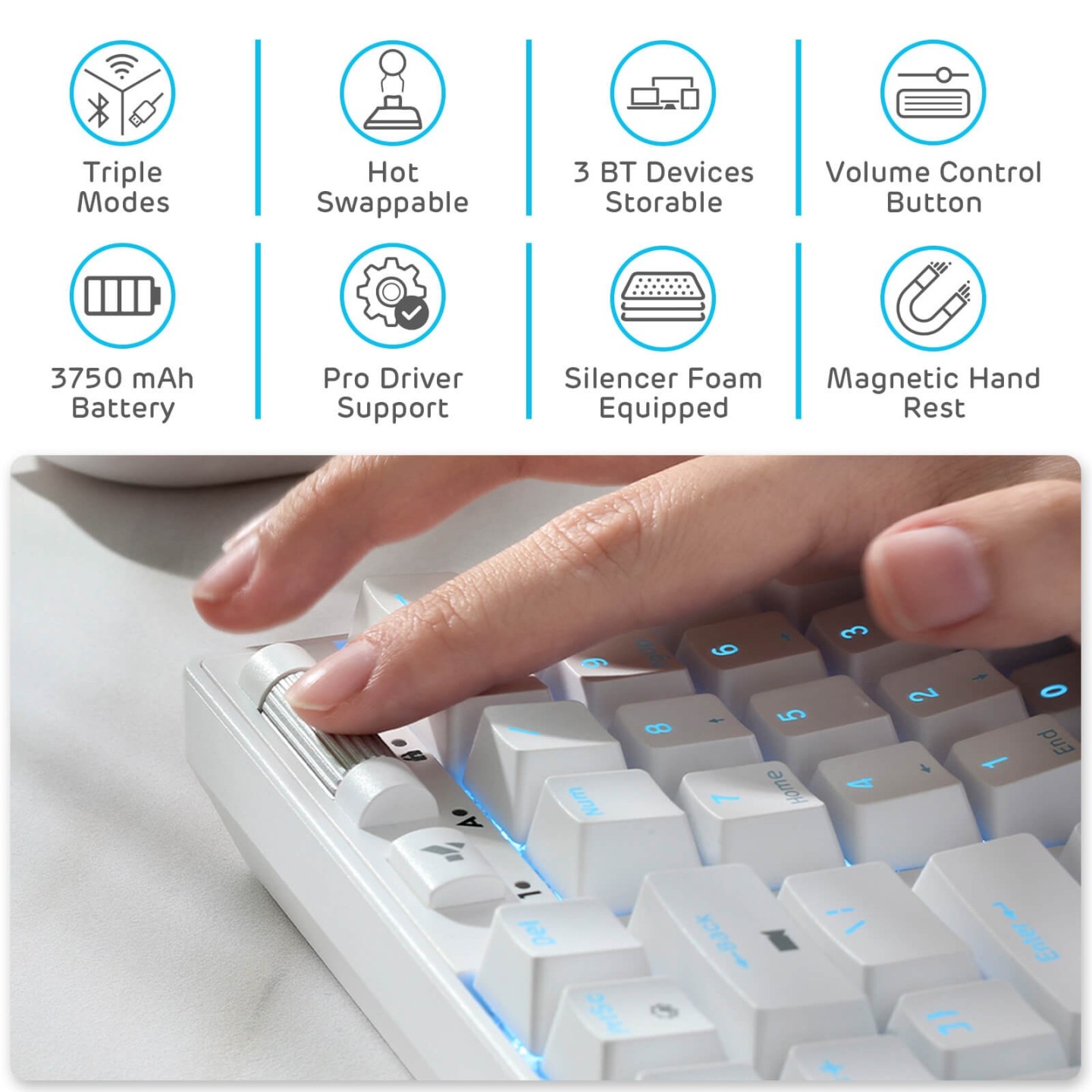 Royal Kludge RK96 – clavier mécanique sans fil 96 % avec repose-poignets