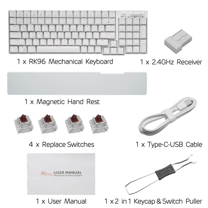 Royal Kludge RK96 – clavier mécanique sans fil 96 % avec repose-poignets