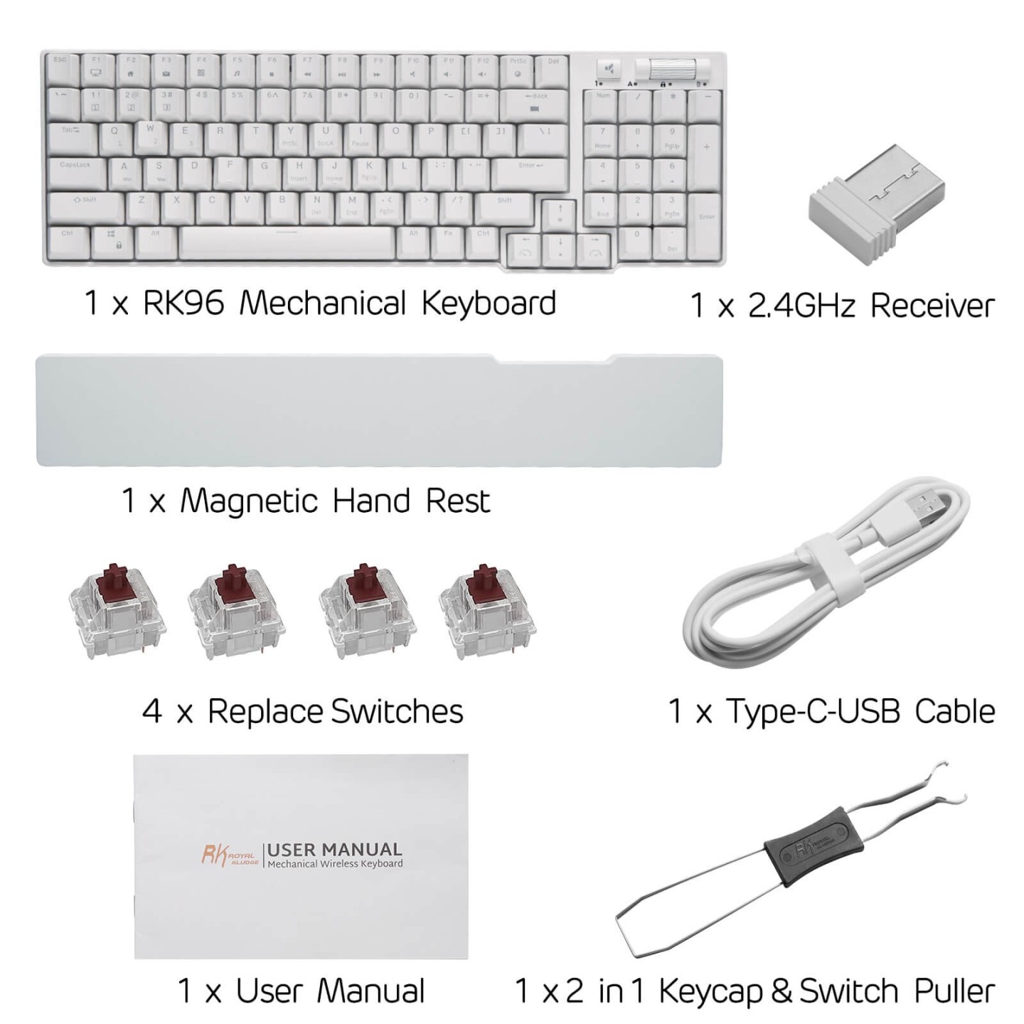 Royal Kludge RK96 – clavier mécanique sans fil 96 % avec repose-poignets