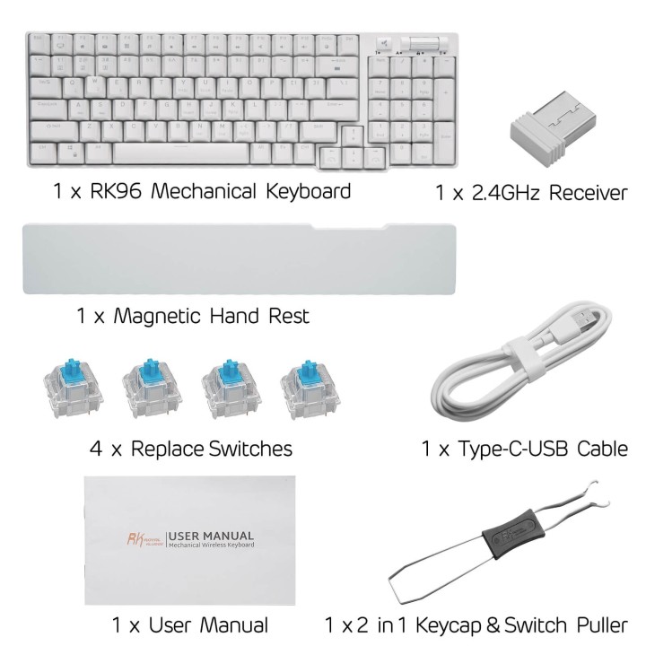 Royal Kludge RK96 – clavier mécanique sans fil 96 % avec repose-poignets