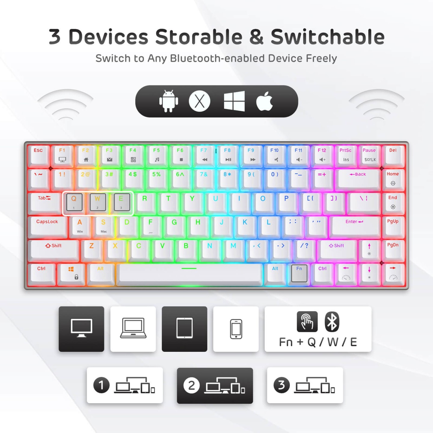 Royal Kludge RK84 Pro – clavier mécanique sans fil 75 % boîtier aluminium CNC
