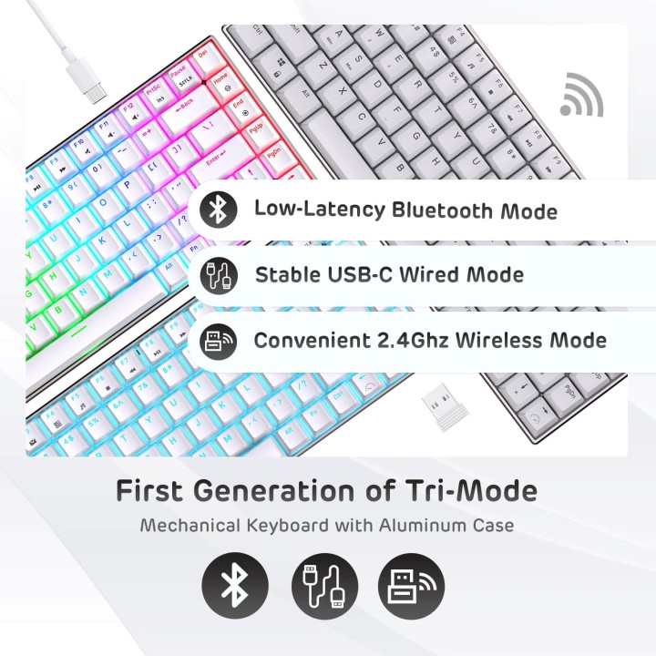 Royal Kludge RK84 Pro – clavier mécanique sans fil 75 % boîtier aluminium CNC