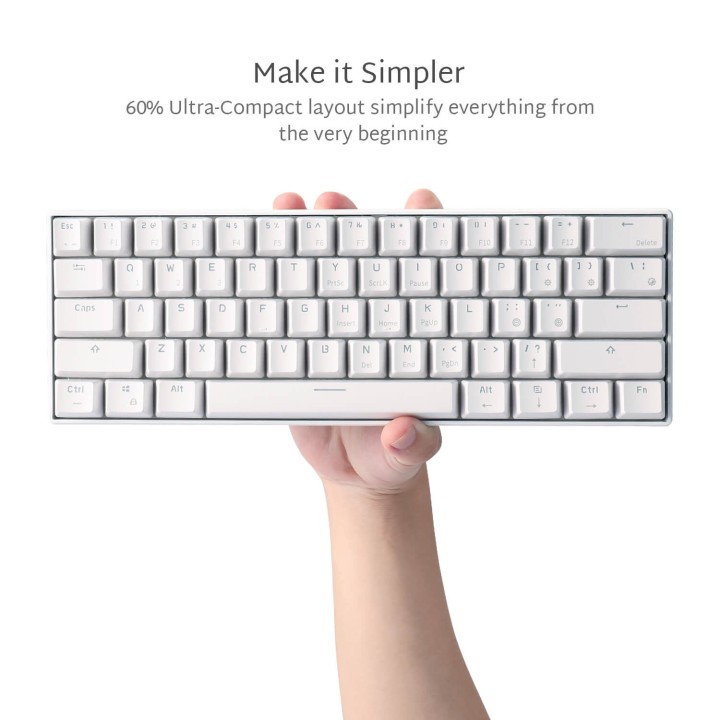 Royal Kludge RK61 – Clavier mécanique gaming 60 % sans fil double mode, switch Red