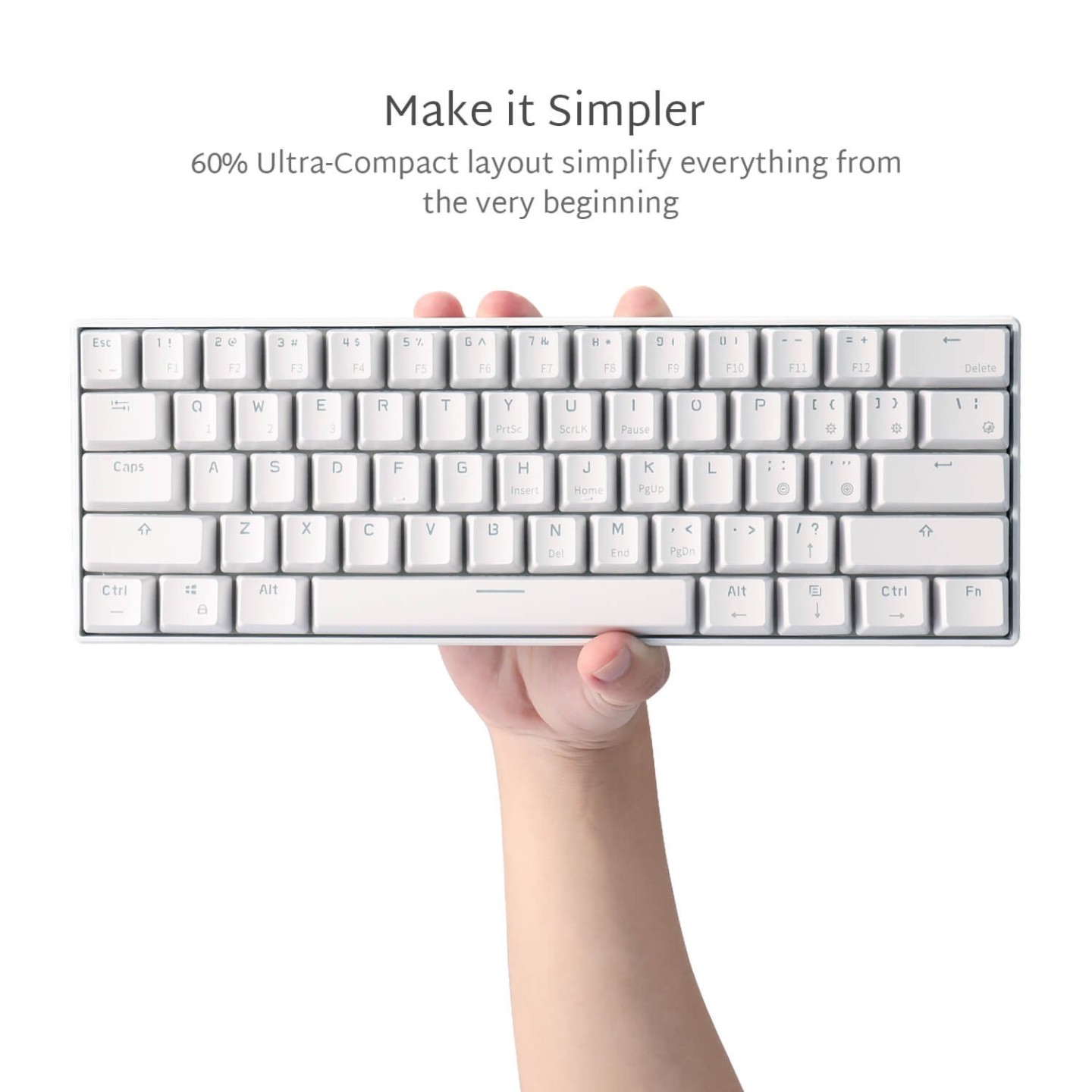 Royal Kludge RK61 – Clavier mécanique gaming 60 % sans fil double mode, switch Red