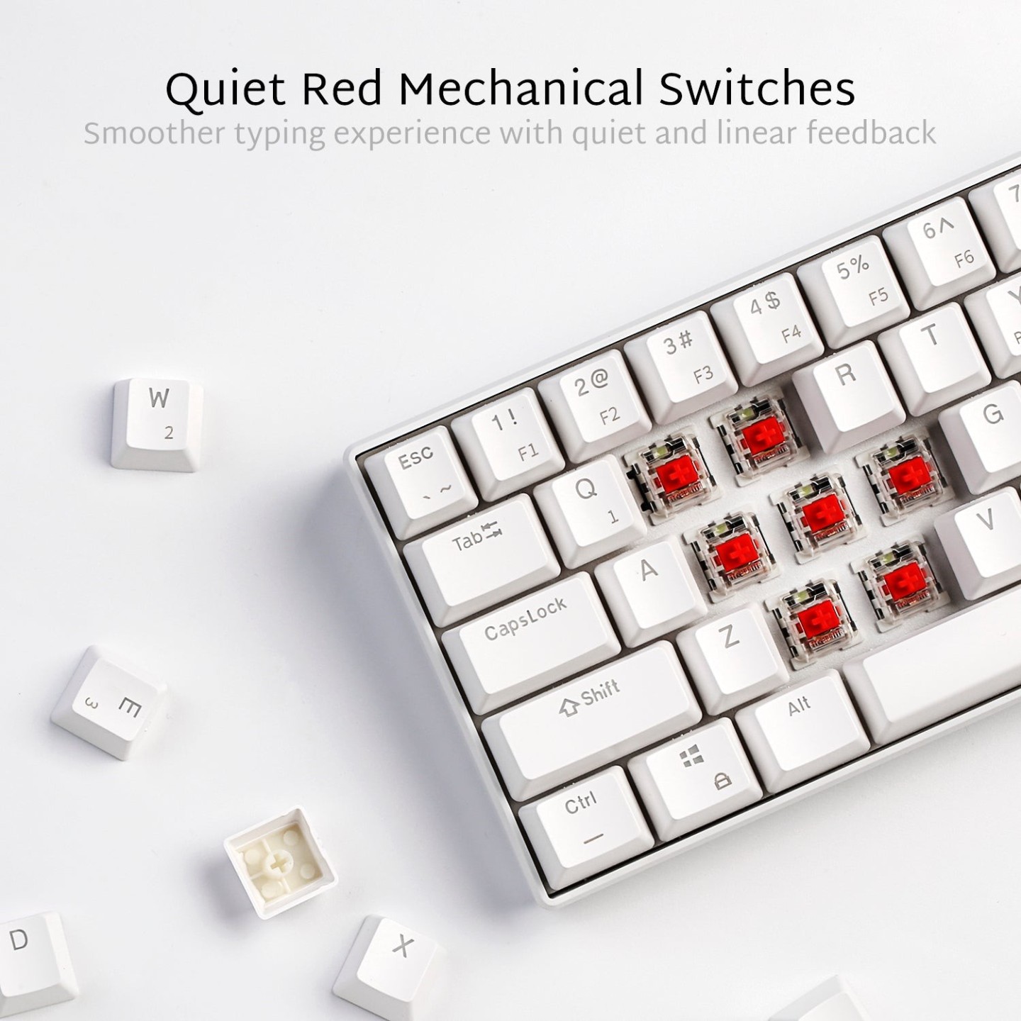 Royal Kludge RK61 – Clavier mécanique gaming 60 % sans fil double mode, switch Red