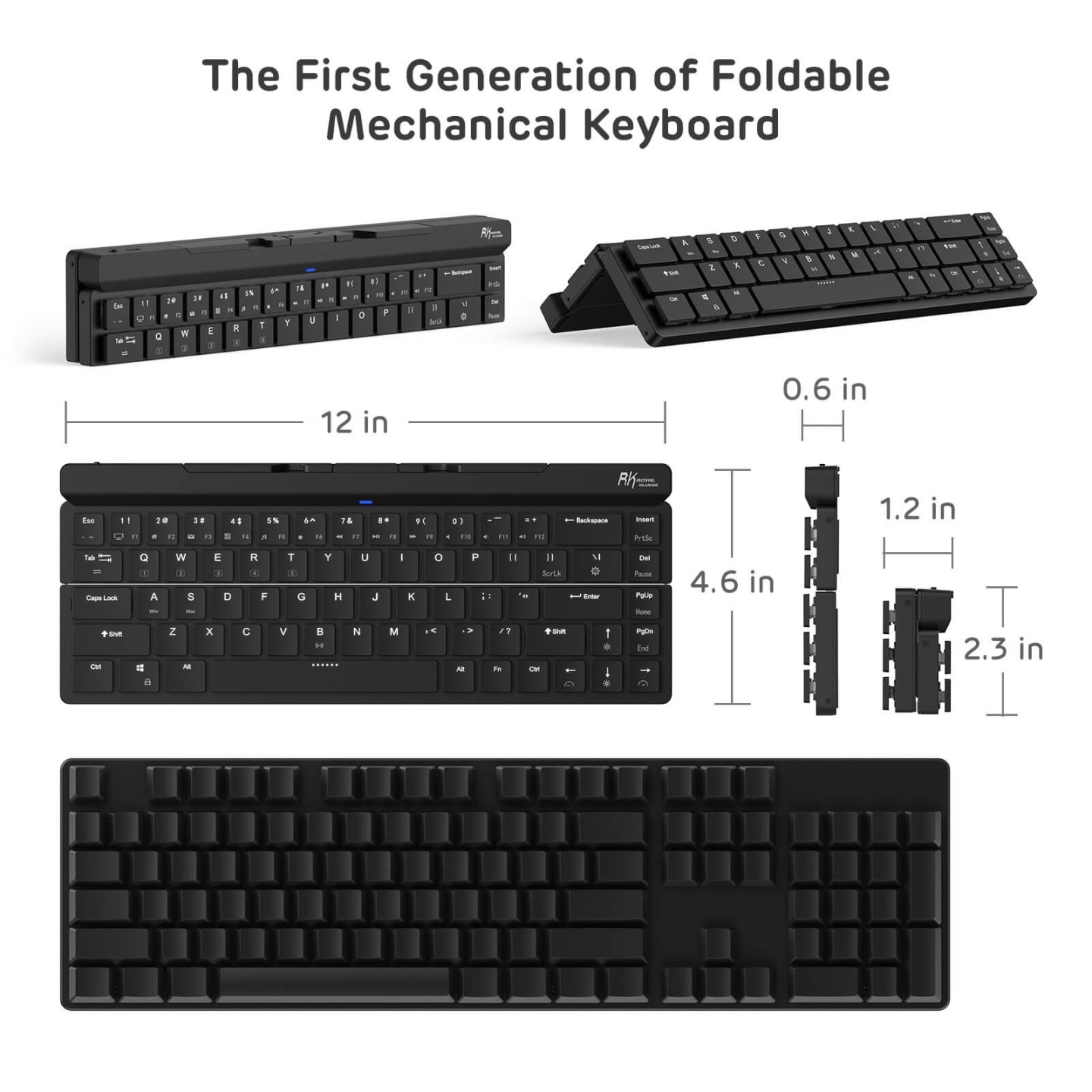 Royal Kludge RK925 – Clavier mécanique pliable sans fil 65 % low profile