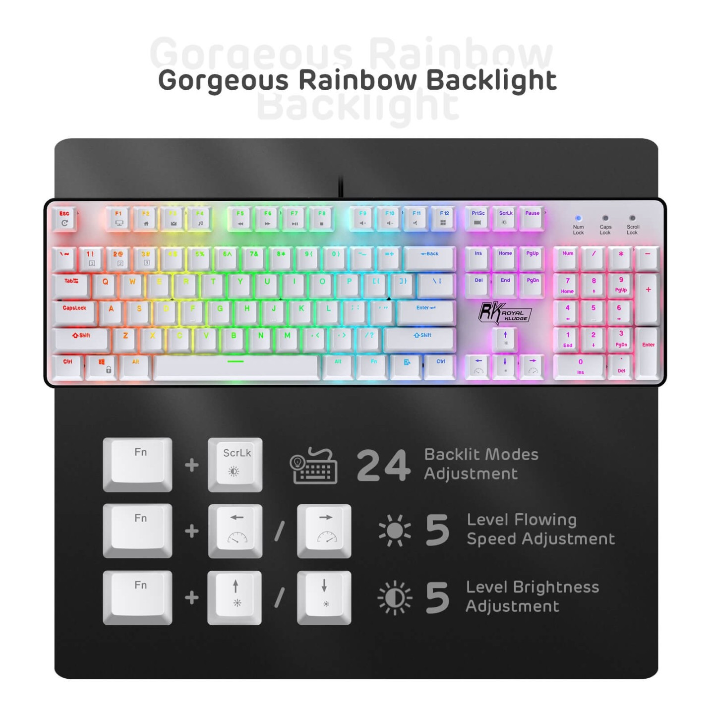 Royal Kludge RK920 – Clavier mécanique full size filaire, rétroéclairage RGB