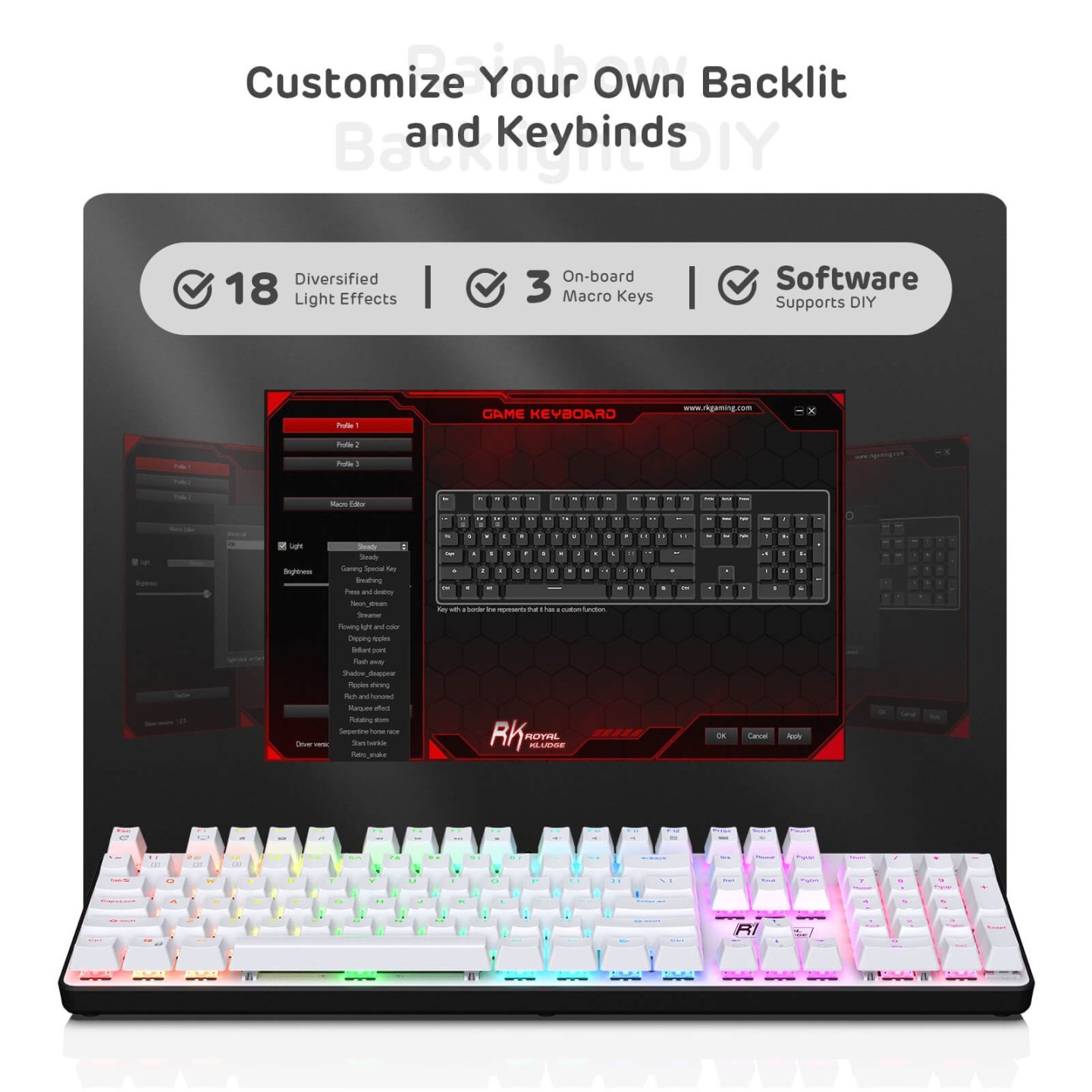 Royal Kludge RK920 – Clavier mécanique full size filaire, rétroéclairage RGB