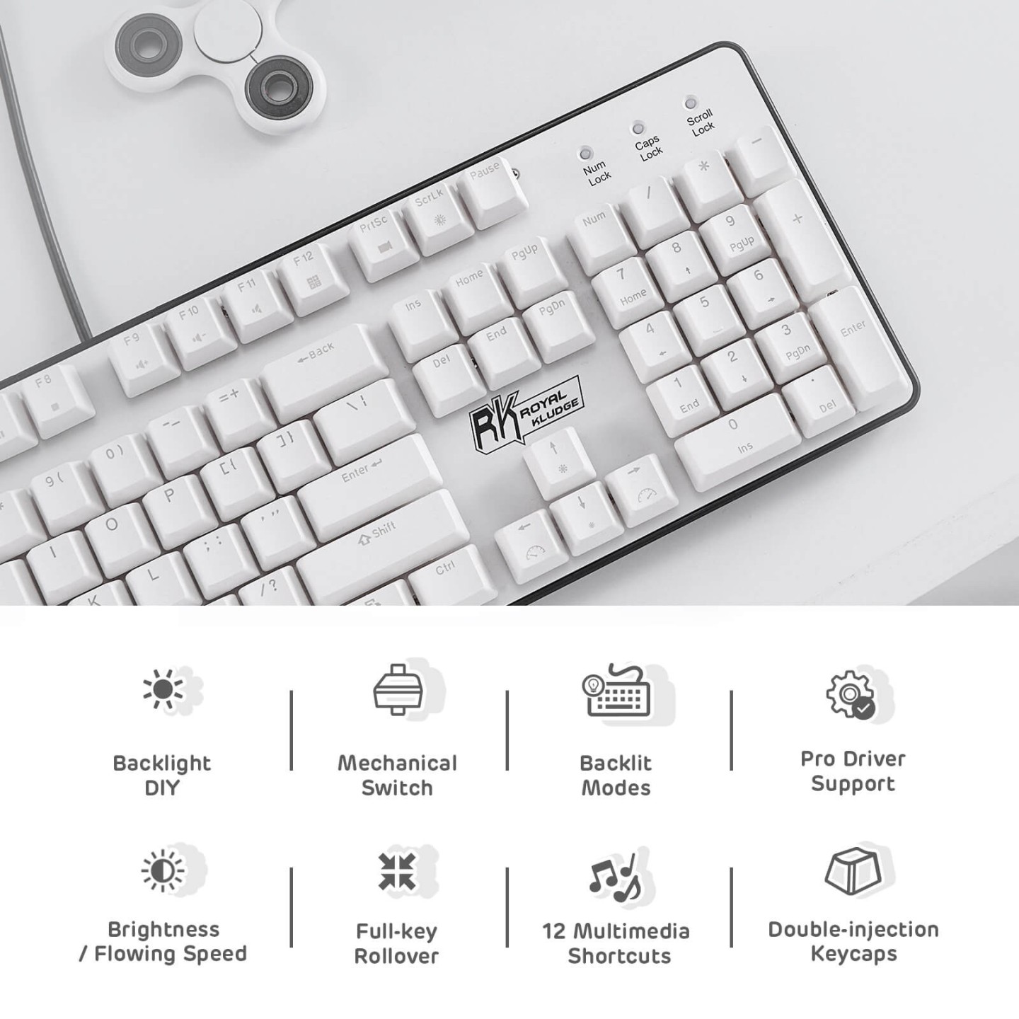 Royal Kludge RK920 – Clavier mécanique full size filaire, rétroéclairage RGB