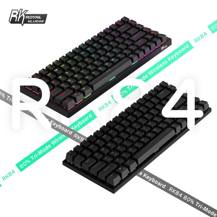 Royal Kludge RK84 – Clavier mécanique sans fil 75 % (84 touches) avec hub USB