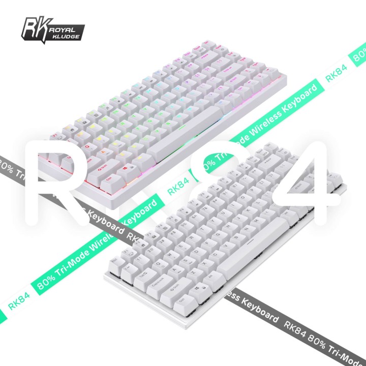 Royal Kludge RK84 – Clavier mécanique sans fil 75 % (84 touches) avec hub USB