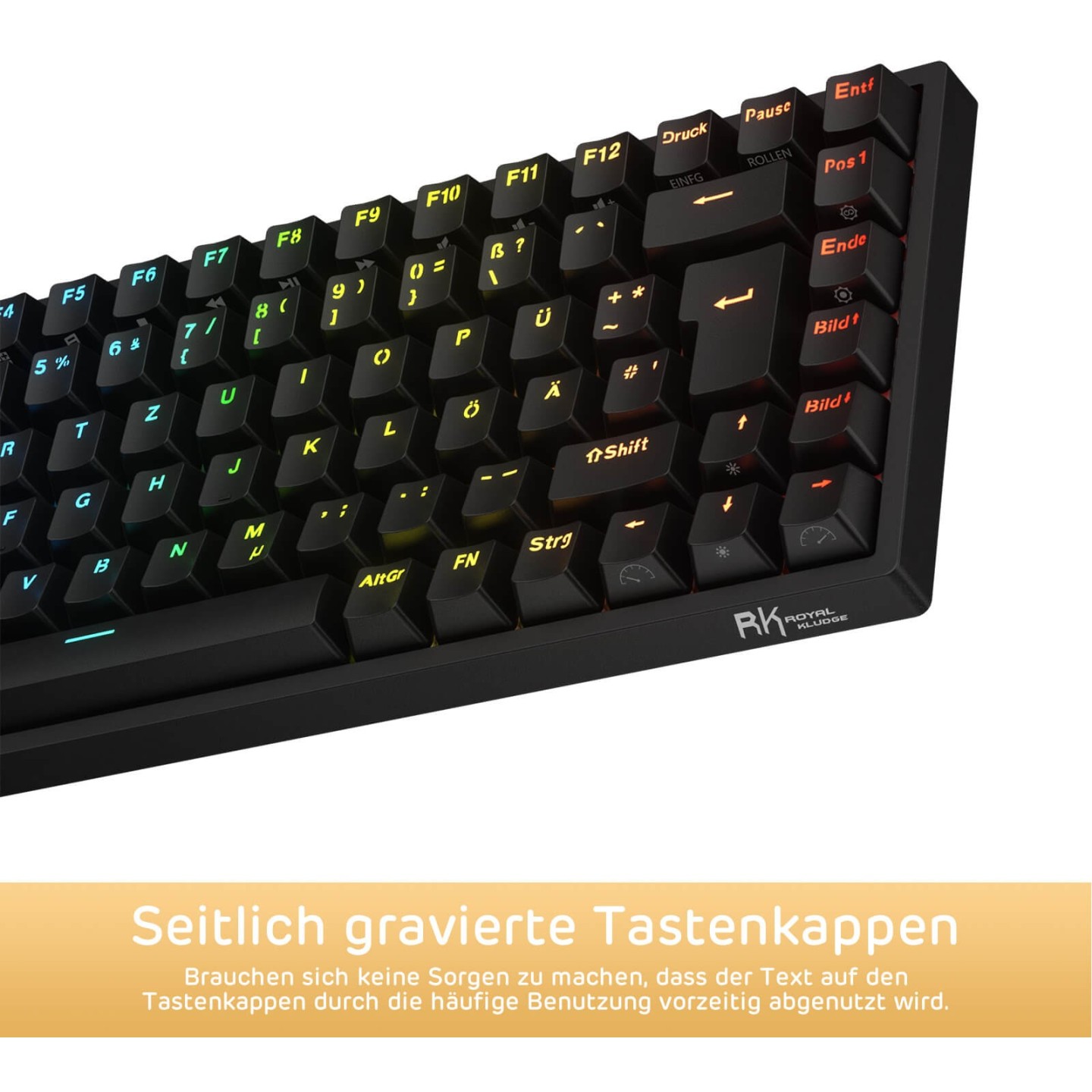 Royal Kludge RK84 – Clavier mécanique sans fil 75 % (84 touches) avec hub USB