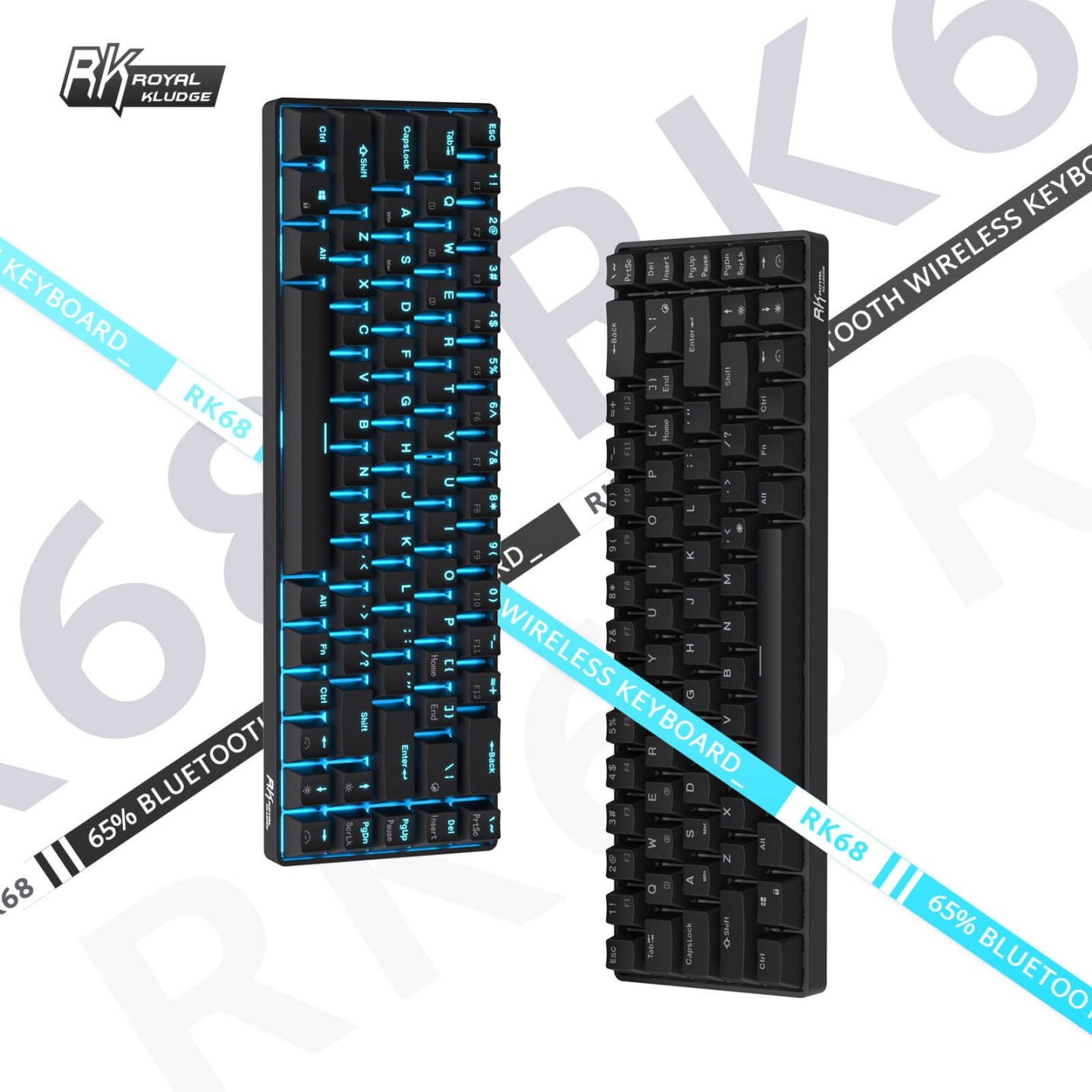 Royal Kludge RK68 – clavier mécanique sans fil 65 % (rétroéclairage monochrome)