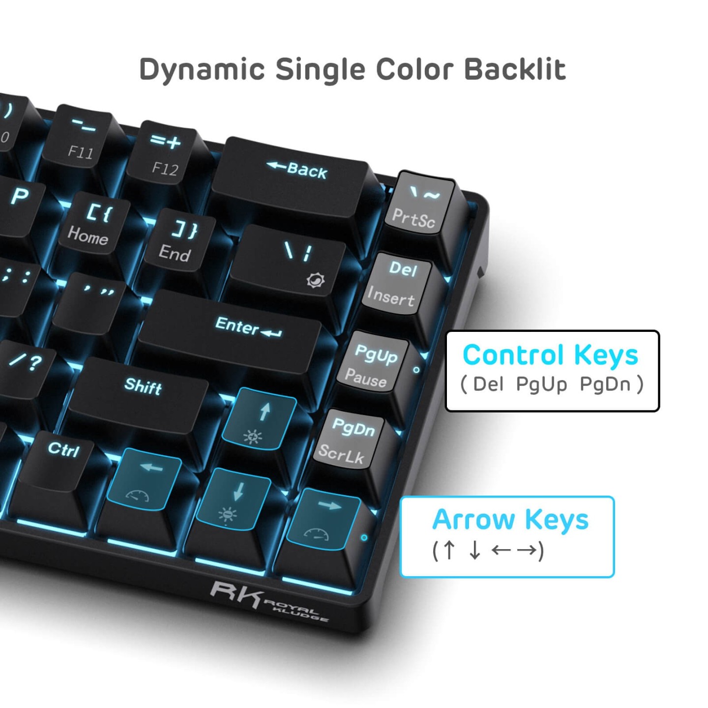 Royal Kludge RK68 – clavier mécanique sans fil 65 % (rétroéclairage monochrome)