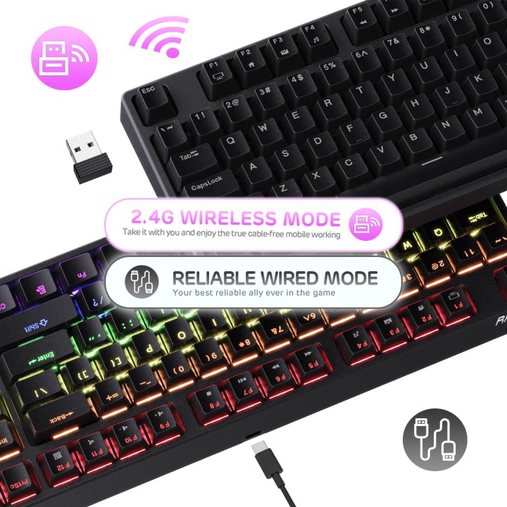Royal Kludge RK87 (Sink87G) – Clavier mécanique sans fil TKL