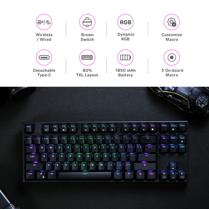 Royal Kludge RK87 (Sink87G) – Clavier mécanique sans fil TKL