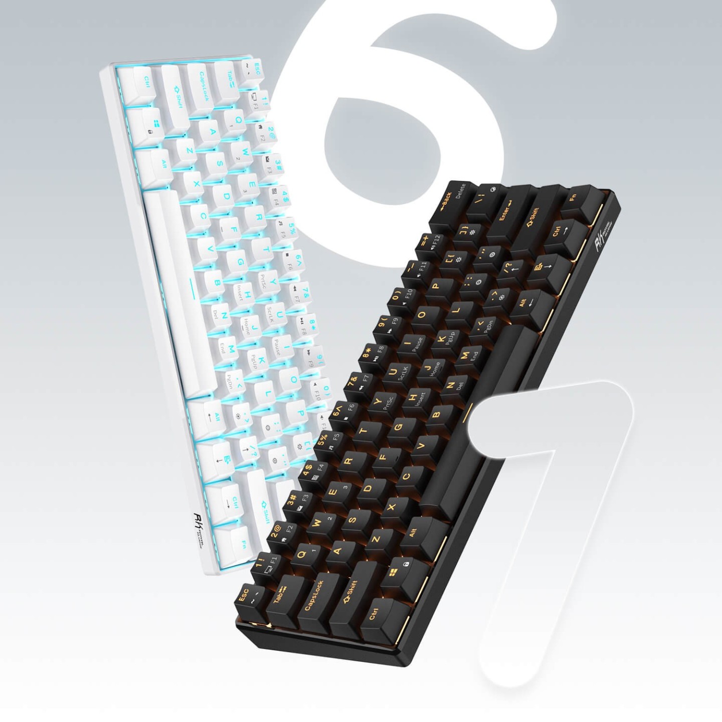 Royal Kludge RK61 – Clavier mécanique sans fil 60 % (rétroéclairage monochrome)
