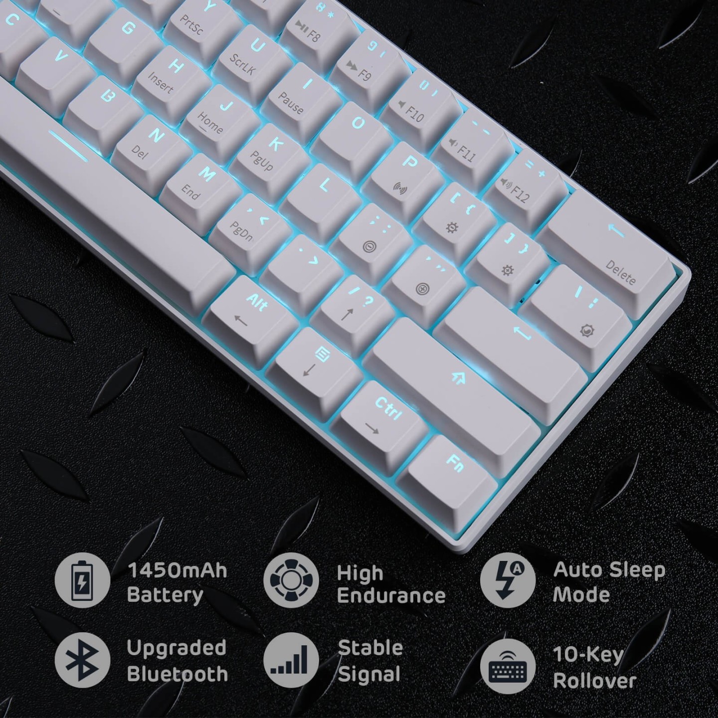 Royal Kludge RK61 – Clavier mécanique sans fil 60 % (rétroéclairage monochrome)